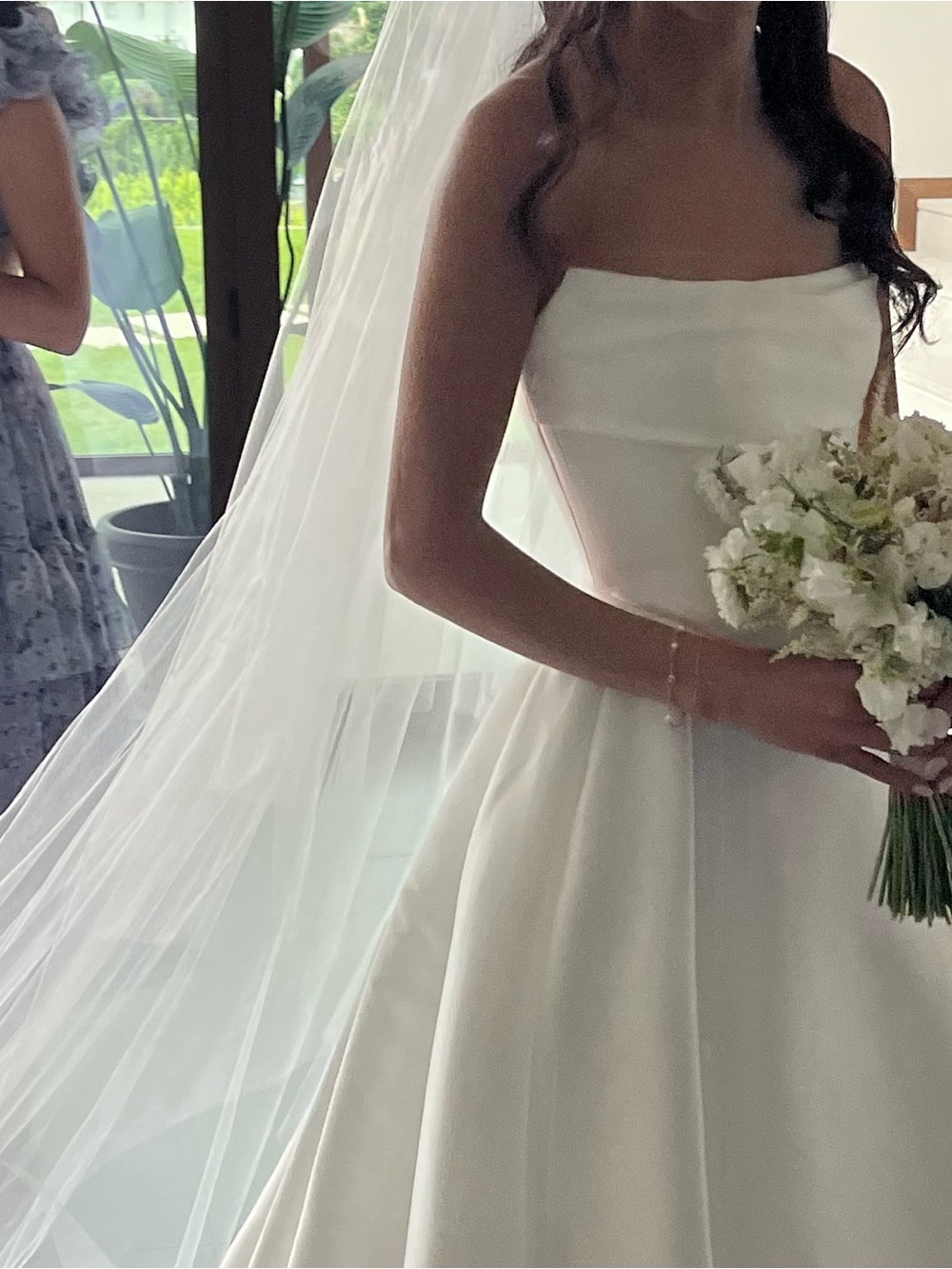 Bridal Tulle Hair Comb - Ivory Veil Detail